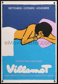 1r083 EXPOSITION D'AFFICHES VILLEMOT 17x24 French museum/art exhibition 1980s topless woman in bed!