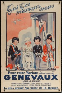 1r213 GENEVAUX 32x47 French advertising poster 1920 children dressed up for a wedding by Jack!