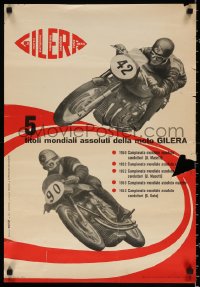 1r214 GILERA 19x27 Italian advertising poster 1954 cool images of motorcycle racing, different!
