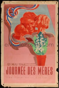 1r372 JOURNEE DES MERES 32x47 French special poster 1944 smiling mother between children by Phili!