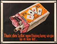 1r218 LES AS 20x26 French advertising poster 1950s art of opened pack of cigarettes w/ poker cards!