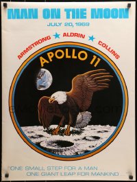 1r383 MAN ON THE MOON 21x28 special poster 1969 Armstrong, Aldrin, Collins, one small step, eagle!