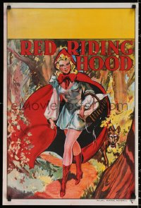 1r017 RED RIDING HOOD 20x30 English stage poster 1930s art of sexy Red with wolf trailing behind!