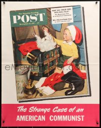 1r400 SATURDAY EVENING POST December 15 22x28 special poster 1955 Sargent, boy & Santa Claus outfit!