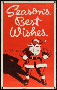 1r404 SEASON'S BEST WISHES 28x44 special poster 1959 cool full-length art of Santa Claus!