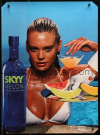 1r230 SKYY VODKA 19x26 advertising poster 2005 sexy model in bikini, great melons on tray!
