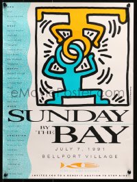 1r414 SUNDAY BY THE BAY 15x20 special poster 1991 lock-head art by Keith Haring!