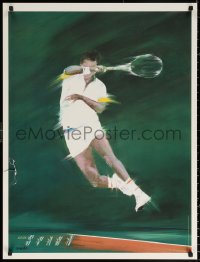 1r070 VICTOR SPAHN 26x34 art print 1980s great art of tennis player swinging racket!