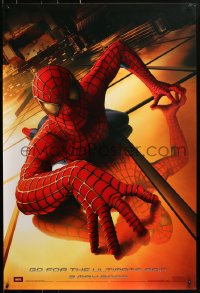 1r876 SPIDER-MAN teaser 1sh 2002 Tobey Maguire climbing building, Sam Raimi, Marvel Comics!