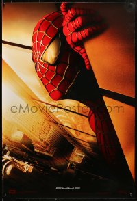 1r874 SPIDER-MAN int'l Spanish language teaser DS 1sh 2002 Maguire w/WTC towers in eyes, Marvel!