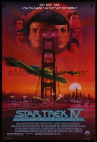 1r893 STAR TREK IV 1sh 1986 art of Leonard Nimoy, Shatner & Klingon Bird-of-Prey by Bob Peak!