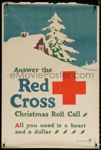 1r134 ANSWER THE RED CROSS 20x30 WWI war poster 1918 all you need is a heart and a dollar!