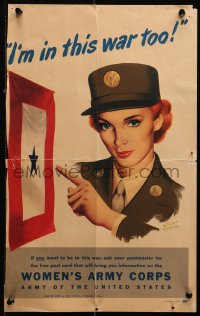 1r143 I'M IN THIS WAR TOO 12x19 WWII war poster 1944 Women's Army Corps, Stuart Graves art!