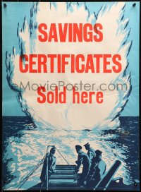 1r152 SAVINGS CERTIFICATES SOLD HERE 20x27 English WWII war poster 1940s deploying depth charges!