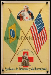1r155 SYMBOLOS DA LIBERDADE Y DA HUMANIDADE 11x16 WWI war poster 1917 Red Cross!