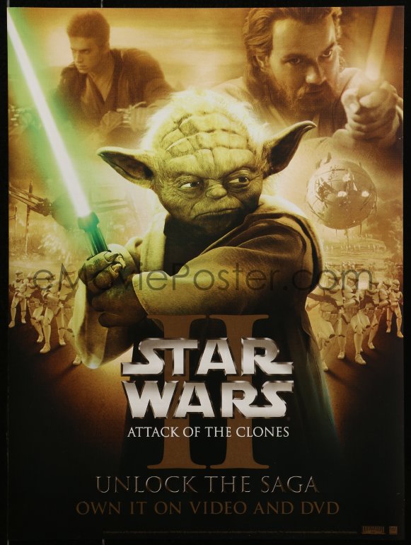 Vintage Star Wars Attack of the Clones Poster Episode 2 2002 24 x 36 inches