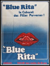 1s597 BLUE RITA French 1p 1977 Jess Franco's Das Frauenhaus, great sexy art of lips & tongue!