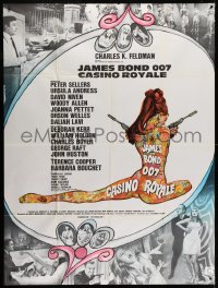 1s619 CASINO ROYALE French 1p 1967 Bond spy spoof, sexy psychedelic Kerfyser art + photo montage!