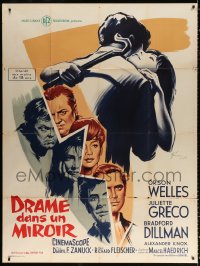 1s641 CRACK IN THE MIRROR French 1p 1960 Grinsson art of Orson Welles, Dillman & Greco, very rare!