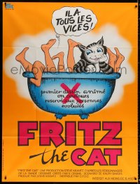 1s698 FRITZ THE CAT French 1p 1972 Ralph Bakshi sex cartoon, wacky different art with legs in bath!