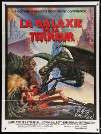 1s703 GALAXY OF TERROR French 1p 1981 great Charo fantasy artwork of monsters attacking sexy girl!