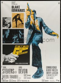 1s725 GUNN French 1p 1967 Blake Edwards, cool full-length art of Craig Stevens w/revolver!