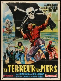 1s726 GUNS OF THE BLACK WITCH French 1p 1962 great artwork of unconquerable barbarians of the sea!