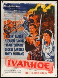 1s757 IVANHOE French 1p R1960s different art of Elizabeth Taylor & Robert Taylor!