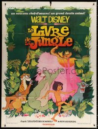 1s762 JUNGLE BOOK French 1p 1968 Walt Disney cartoon classic, great image of Mowgli & friends!