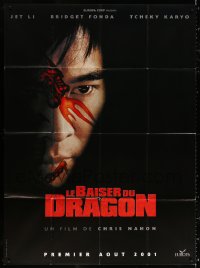 1s773 KISS OF THE DRAGON teaser French 1p 2001 super close up of Jet Li with tattooed face!