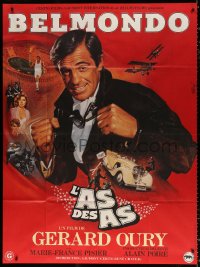 1s776 L'AS DES AS French 1p 1982 art of Ace of Aces boxer Jean-Paul Belmondo by Jean Mascii!