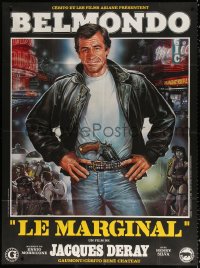 1s789 LE MARGINAL French 1p 1983 artwork of tough Jean-Paul Belmondo by Renato Casaro!