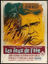 1s805 LONG, HOT SUMMER French 1p 1958 different Grinsson art of Orson Welles & Woodward, rare!
