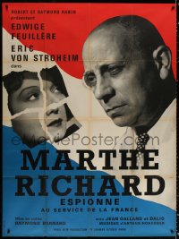 1s830 MARTHE RICHARD French 1p R1950s different image of Eric von Stroheim & Edwige Feuillere, rare!