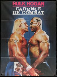1s857 NO HOLDS BARRED French 1p 1991 great Mascii art of pumped wrestler Hulk Hogan & Tiny Lister!