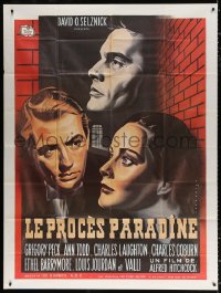 1s873 PARADINE CASE French 1p R1970s Hitchcock, different Rene Peron art of Peck, Todd & Jourdan!