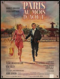 1s875 PARIS IN THE MONTH OF AUGUST French 1p 1966 Jean Mascii art of Aznavour & Hampshire running!