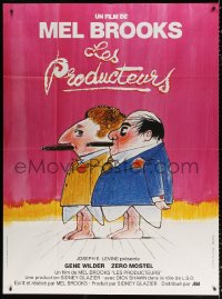 1s895 PRODUCERS French 1p R1980s Mel Brooks, different art of Zero Mostel & Gene Wilder by Bourduge!