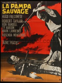 1s918 SAVAGE PAMPAS French 1p 1967 Robert Taylor as cowboy in South America, Guy Gerard Noel art!