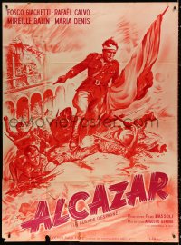 1s927 SIEGE OF THE ALCAZAR French 1p R1960s L'assedio dell'Alcazar, Spanish/Italian WWII, cool art!