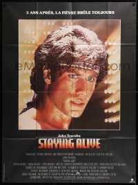 1s939 STAYING ALIVE French 1p 1983 super close up of John Travolta in Saturday Night Fever sequel!