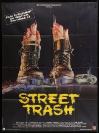 1s943 STREET TRASH French 1p 1987 completely different gruesome artwork of severed feet in boots!