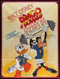 1s945 SUPERSTAR GOOFY French 1p 1972 Disney, Goofy w/weights & Donald Duck, Olympic sports, rare!