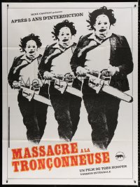 1s953 TEXAS CHAINSAW MASSACRE French 1p R1980s Tobe Hooper classic, different Leatherface image!