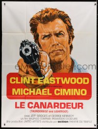 1s958 THUNDERBOLT & LIGHTFOOT French 1p R1980s different art of Clint Eastwood pointing gun!
