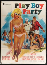 1s990 WEEKEND WIVES French 1p 1966 sexy Jean Mascii art of Italian beach Play Boy Party!