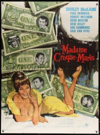 1s991 WHAT A WAY TO GO French 1p 1964 Tealdi art of sexy Shirley MacLaine, Newman, Mitchum & Martin