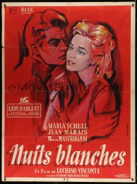 1s993 WHITE NIGHTS French 1p 1958 Visconti, Allard art of Schell & Marais by bridge, Dostoyevsky!