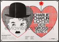 1s114 CITY LIGHTS German 33x47 R1970 Charlie Chaplin as the Tramp, boxing comedy, Astrid Herm art!