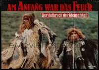 1s123 QUEST FOR FIRE teaser German 33x47 1982 Jean-Jacques Annaud, c/u of two prehistoric cavemen!
